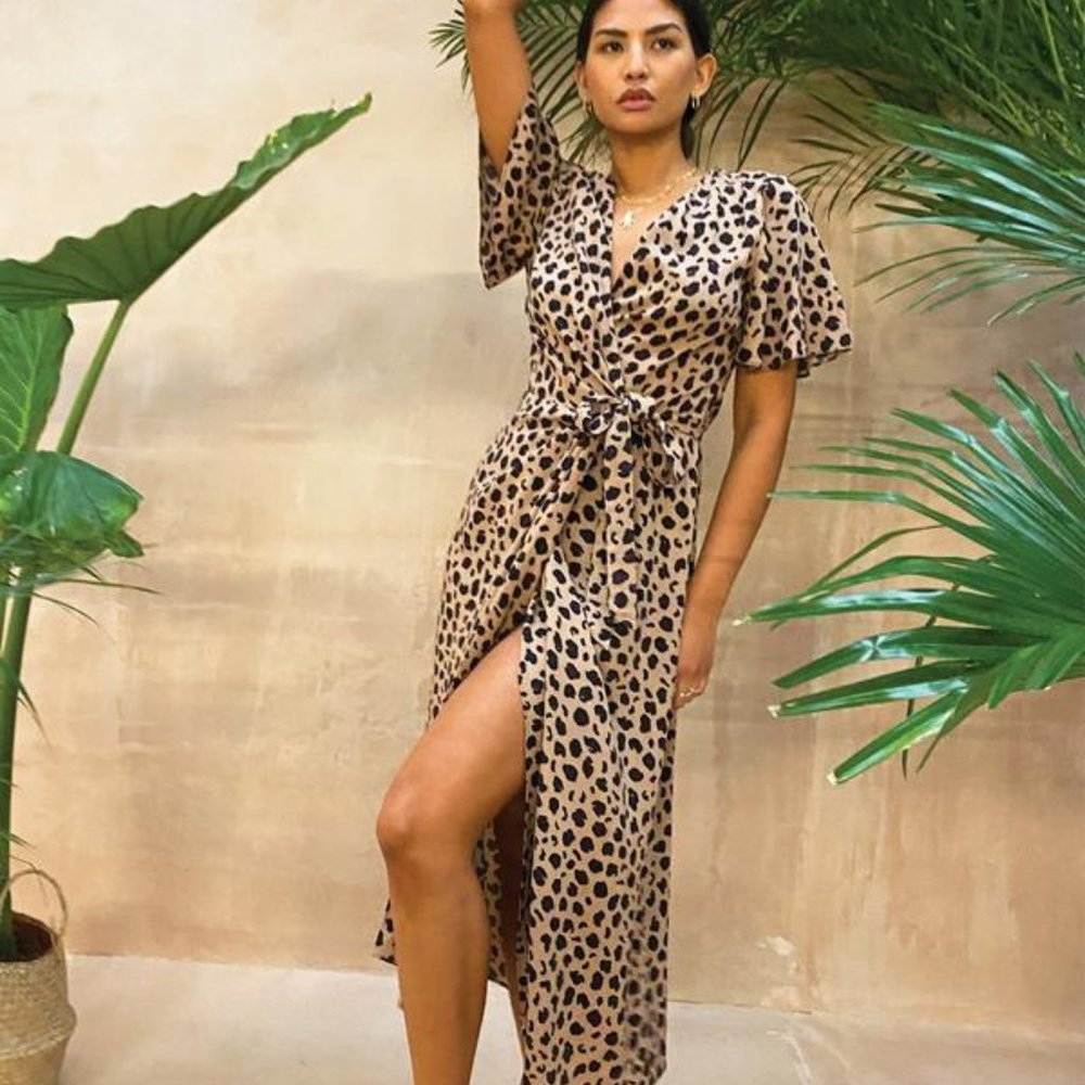 Never Fully Dressed Leopard Print Midi Dress